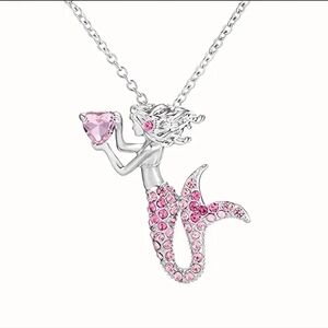 Pink Mermaid Cartoon Girl Necklace